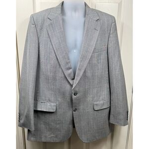 Burberrys Wool Blazer Suit Set Gray Striped Two Button Jacket & Pants Est sz 40L